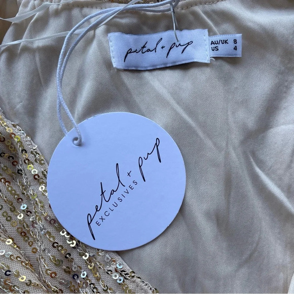 New! Petal & Pup Gold Sequin Mini Dress with Belt 33124 - Picture 13 of 16